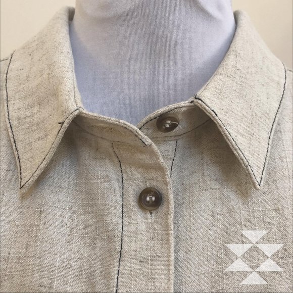 Linen Look Blouse Top Loose Fit Short Sleeve NWT - Picture 4 of 9